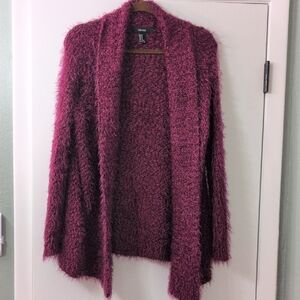 Forever 21 Fuzzy Burgundy Cardigan